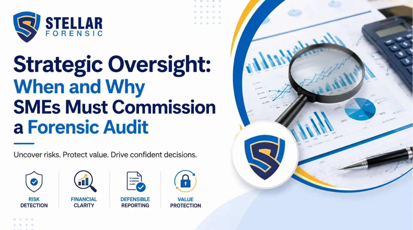 Executives in a boardroom reviewing comprehensive financial and digital forensic data visualizations, symbolizing corporate governance and risk mitigation.